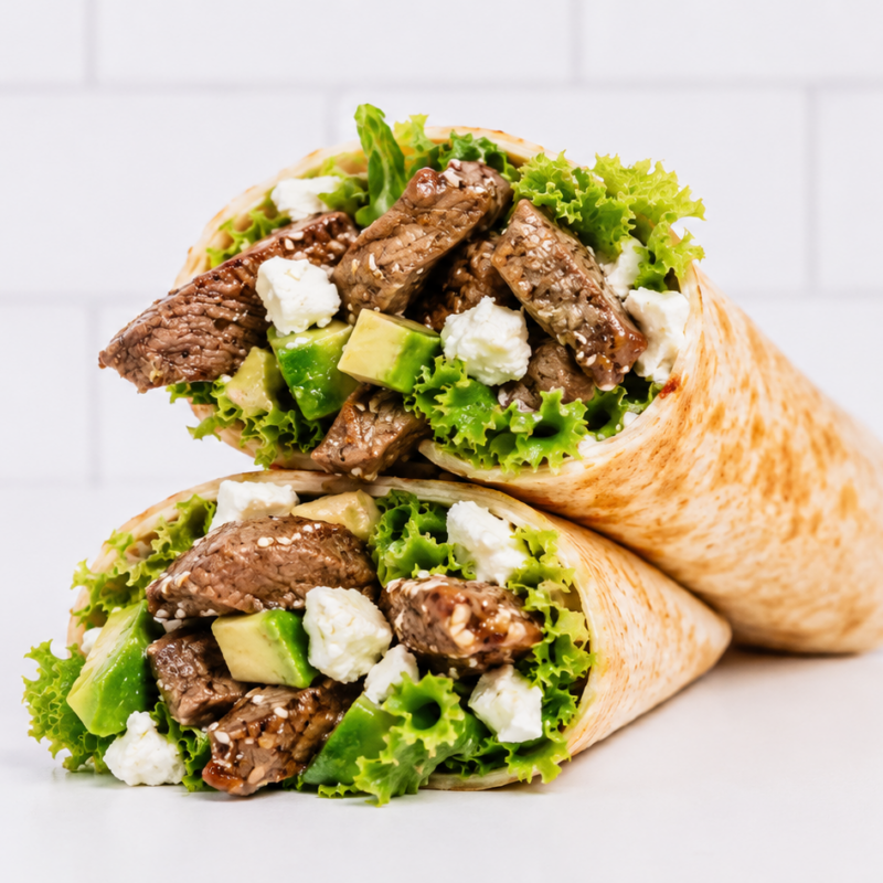 Sesame Crusted Beef Fillet, Avo & Danish Feta Wrap
